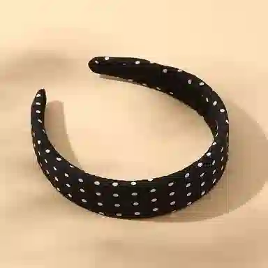 如花梦 复古风 黑白小圆点高颅顶不勒发高级感压发发带 布艺 发箍 女款