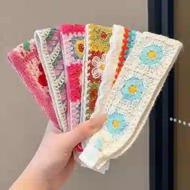 如花梦 复古针织刺绣花朵 布艺 发带 女款