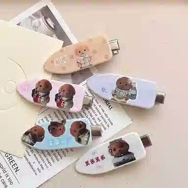 如花梦 可爱奶油风小鼻嘎额前刘海侧边夹 甜美粉色少女心无痕 发夹 女款