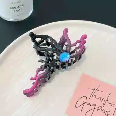 如花梦 渐变色蝴蝶大号后脑勺鲨鱼盘发高级感 合金 发夹 女款