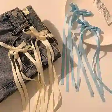 如花梦 粉色芭蕾风蝴蝶结蕾丝飘带双马尾绑发 绸缎 发带 女款