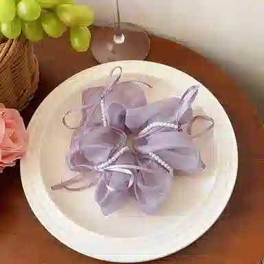 如花梦 芭蕾风 蝴蝶结大肠圈高级感缎面#好运 布艺 发圈 女款