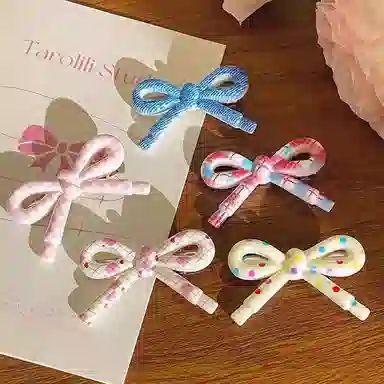 如花梦 甜美小清新蝴蝶结边夹侧边碎发刘海 亚克力 发夹 女款