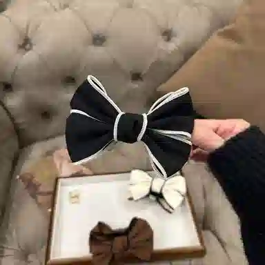 如花梦 甜美蝴蝶结高马尾抓夹氛围感少女心后脑勺扎发日常百搭气质丸子头 布艺 亚克力 发夹 女款