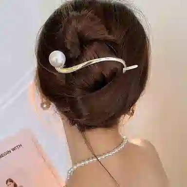 如花梦 一字夹气质高级感 合金 仿珍珠 发夹 女款