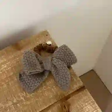 如花梦 甜美大蝴蝶结毛绒气质发夹毛线后脑勺发饰 针织 发圈 女款