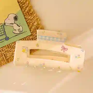 如花梦 奶油少女系列 碎花格纹甜美蝴蝶结发饰抓夹后脑勺鲨鱼夹 醋酸 发夹 女款 多款可选