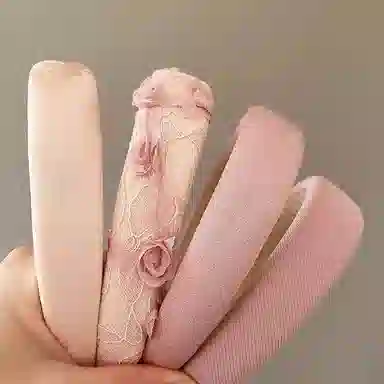 如花梦 粉色海绵宽边高级感压发头箍增高颅顶发捆 布艺 发箍 女款