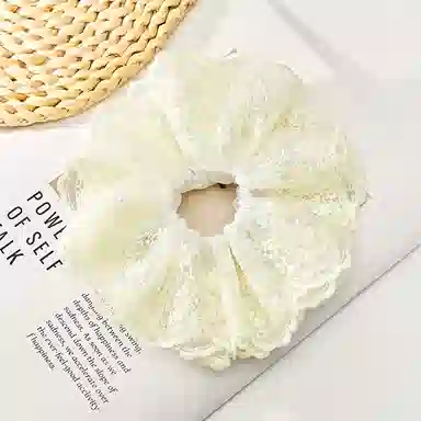 如花梦 法式镂空蕾丝蝴蝶结高弹力扎马尾橡皮筋头绳芭蕾风 布艺 发圈 女款