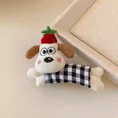 如花梦 可爱万岁 软萌小狗波点侧边夹碎发刘海夹 布艺 发夹 女款