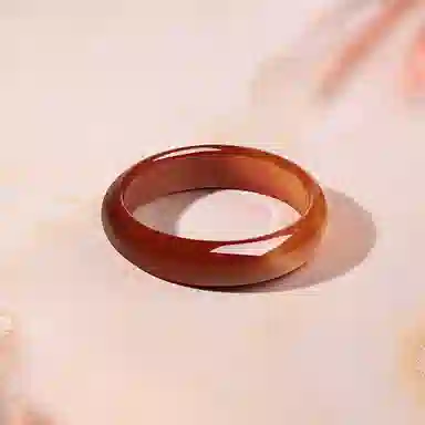 周六福 枫叶红宽条新中式国风送女友纪念日礼物 玉髓 手镯 女款