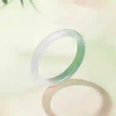 周六福 半山半水浅白绿宽条新中式国风送女友礼物 玉髓 手镯 女款