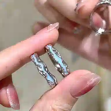 【S999银 光年之境】 银彦 永浴爱河恋人对戒 钟久久不规则纹理开口可调节小众设计日常百搭通勤恋爱告白礼盒 足银 戒指 男女同款情侣款