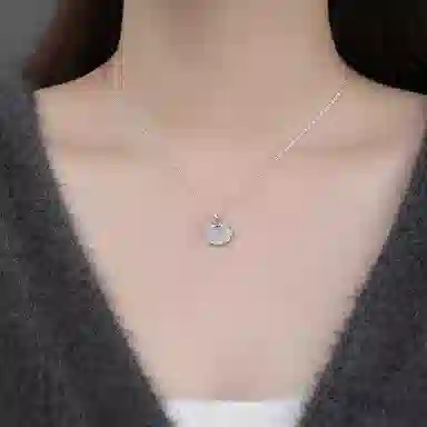 【S999纯银】 银彦 如意平安锁 冰透温润白月光 新中式国风温柔优雅气质清冷感 璀璨复古招财纳福本命年 恋爱告白仪式感 玉髓 项链 女款