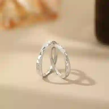 【S999纯银】 银彦 星辰大海对戒 莫比乌斯环环相扣 甜蜜恋爱频率 钟爱久久 开口素圈可调节 足银 戒指 男女同款情侣款