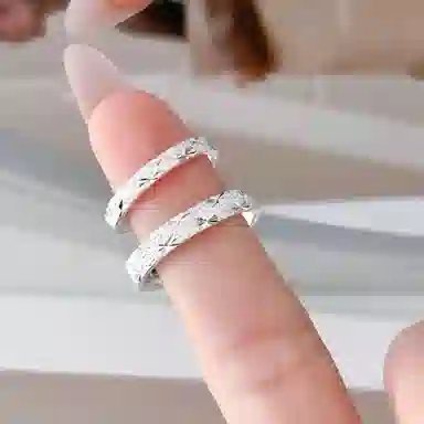 【S999银钟爱久久】 银彦 满天星河对戒 爆闪满天星 甜蜜恋爱心动浪漫 不规则素圈高级轻奢小众开口可调节 足银 戒指 男女同款情侣款