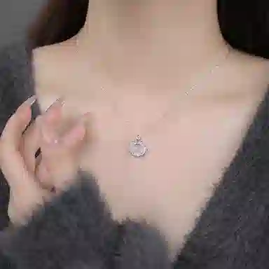 【S999纯银】 银彦 如意平安锁 冰透温润白月光 新中式国风温柔优雅气质清冷感 璀璨复古招财纳福本命年 恋爱告白仪式感 玉髓 项链 女款