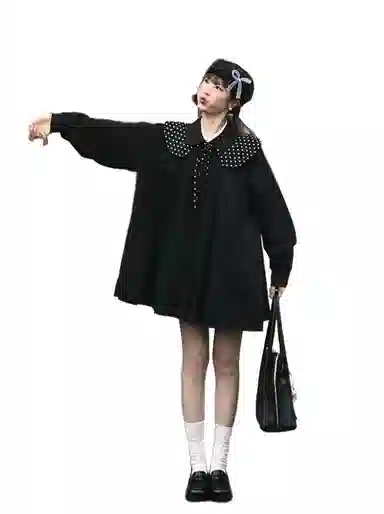 桴生 日系学院风波点拼接斗篷女早秋季小个子风衣 女款