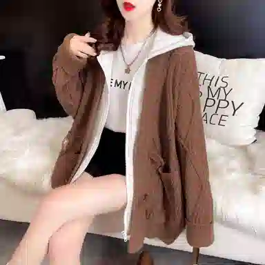 桴生 连帽外套加厚宽松麻花女假两件秋冬开衫中长款慵懒风针织衫 女款