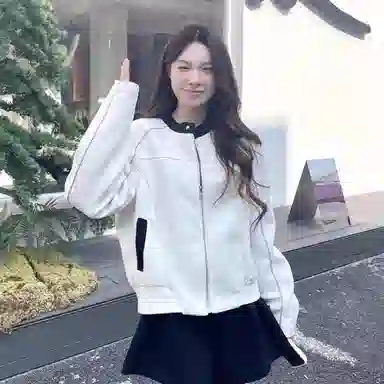 桴生 法式复古小香风拼接撞色立领短外套女秋季高级感宽松显瘦开衫上衣夹克 女款