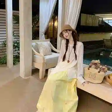 桴生 甜美花边法式防走光拼接蕾丝通勤休闲长裙 女款