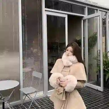 桴生 富家千金感穿搭女高级感毛领斗篷披肩毛呢裙装套装 女款