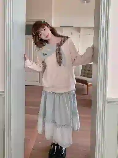 桴生 卡通可爱海军领撞色男女春秋洋气百搭减龄上衣卫衣 女款