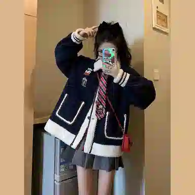 桴生 学院风羊羔毛外套女冬季美式复古加厚棉衣上衣学生潮棉服 女款