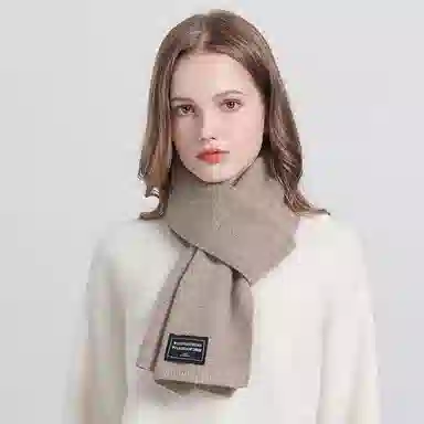 啄木鸟 韩系高级感蓝红色加厚围脖 绒线围巾 女款