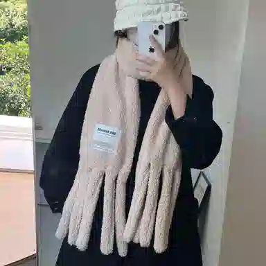 啄木鸟 网红保暖加厚秋冬加厚摇粒绒百搭韩版百搭可爱八爪鱼插手围脖学生 聚酯纤维 绒线围巾 女款