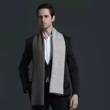 啄木鸟 新款冬季保暖高档 男友爸爸   礼盒装 羊绒  羊毛 绒线围巾 男款