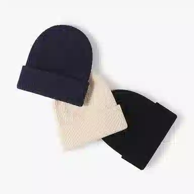 啄木鸟 女秋冬季纯色百搭保暖冷帽男士套头护耳跨境针织帽 腈纶 绒线帽 男女同款情侣款