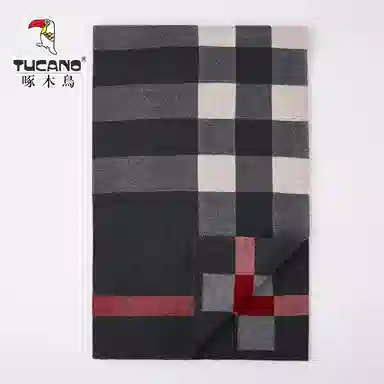 啄木鸟 秋冬新款羊毛节日保暖羊毛几何 气质绒线围巾 男女同款情侣款