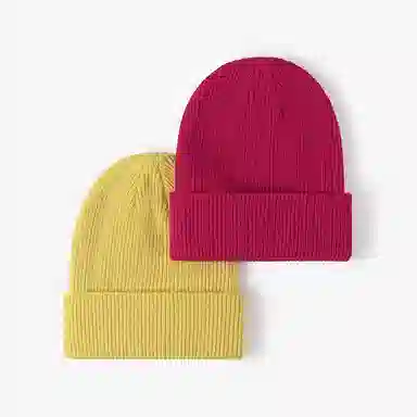 啄木鸟 女秋冬季纯色百搭保暖冷帽男士套头护耳跨境针织帽 腈纶 绒线帽 男女同款情侣款