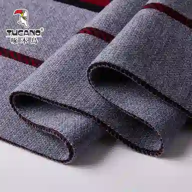 啄木鸟 百搭条纹格子保暖 绒线围巾 男款