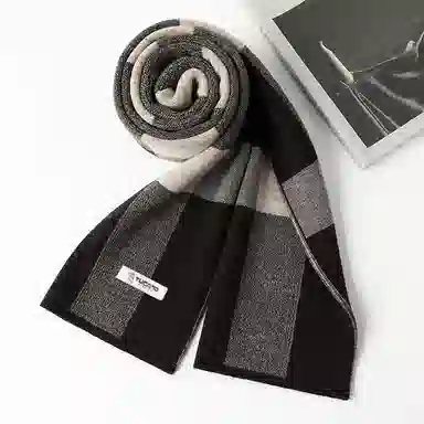 啄木鸟 双面拼色 加厚围脖长辈  羊毛 围巾 男女同款情侣款