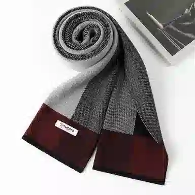 啄木鸟 保暖灰色双面拼接色高档 羊绒 绒线围巾 男款