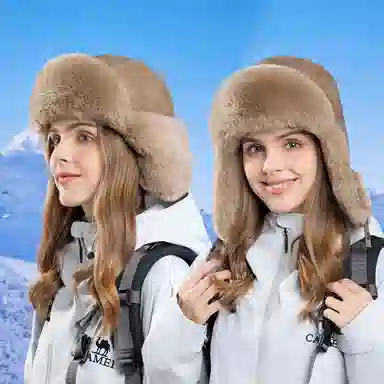 啄木鸟 冬季保暖东北加绒加厚防风防寒护耳 聚酯纤维 雷锋帽 男女同款情侣款 粉色