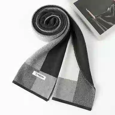 啄木鸟 保暖灰色双面拼接色高档 羊绒 绒线围巾 男款