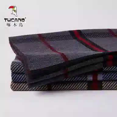 啄木鸟 百搭条纹格子保暖 绒线围巾 男款