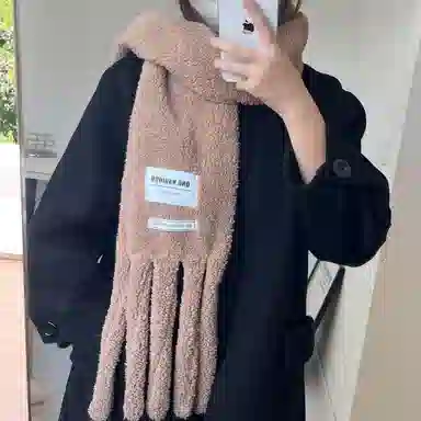 啄木鸟 网红保暖加厚秋冬加厚摇粒绒百搭韩版百搭可爱八爪鱼插手围脖学生 聚酯纤维 绒线围巾 女款