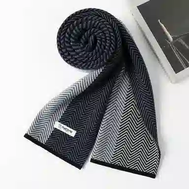 啄木鸟 秋冬季百搭保暖加厚高档小围脖礼盒羊毛 绒线围巾 男款