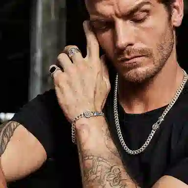 IDEAGEMER Cross Cuban Bracelet 925 Silver