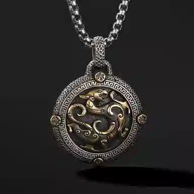 IDEAGEMER Five Elements Dragon Pendant Necklace 925 Silver