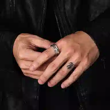 IDEAGEMER Vintage Graffiti Ring 925 Silver