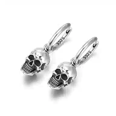 IDEAGEMER Skull Silver Earrings