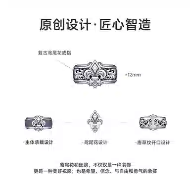 IDEAGEMER 925 Silver Ring Men