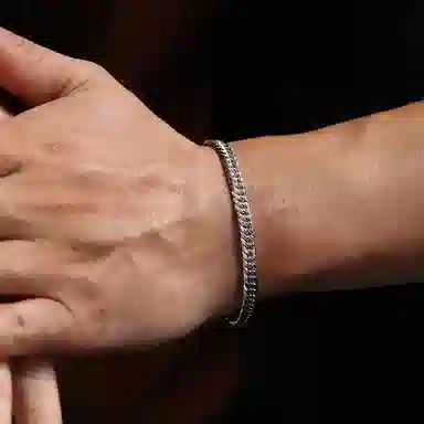 IDEAGEMER Classic Cuban Chain Bracelet 925 Silver