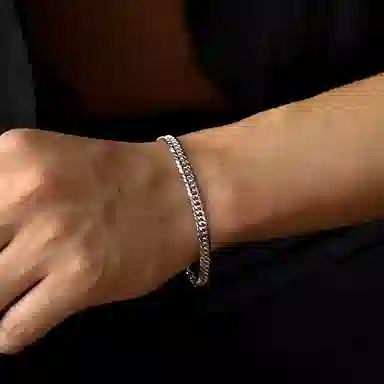 IDEAGEMER Classic Cuban Chain Bracelet 925 Silver