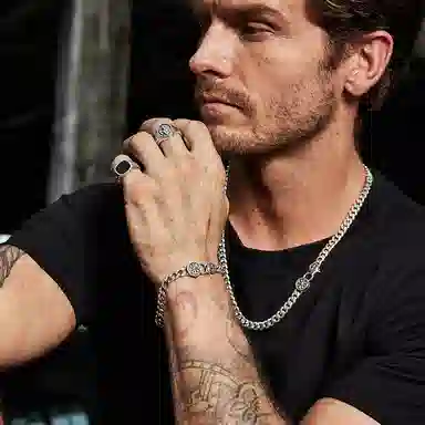 IDEAGEMER Cross Cuban Bracelet 925 Silver